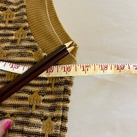 VINTAGE Acrylic brown sweater vest M - Picture 6 of 8
